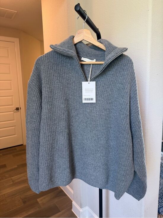 Everlane Sweaters - Everlane Merino Wool Half-Zip Sweater Women's Heather Gray Long Sleeve XL